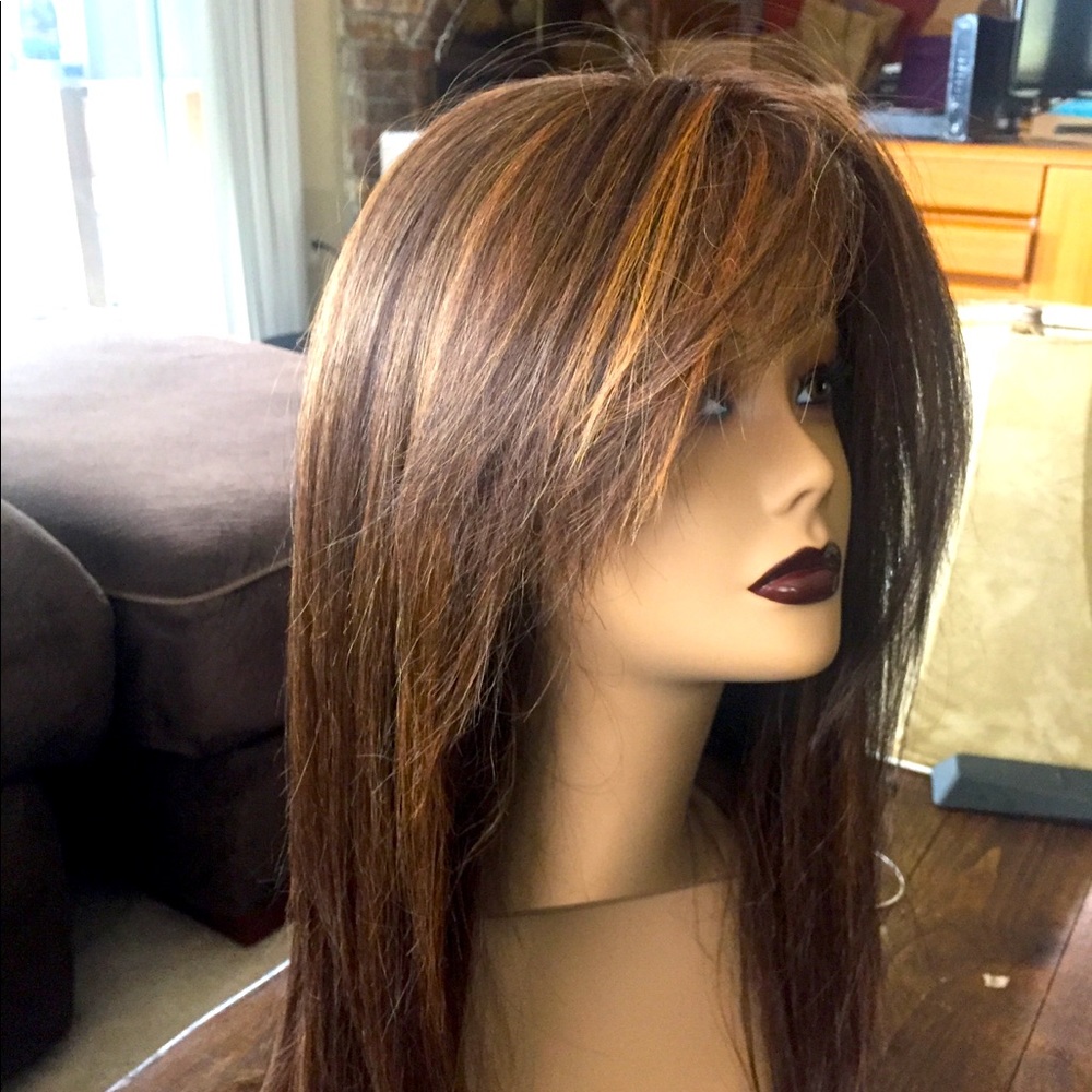 18 inch med brown wig synthetic